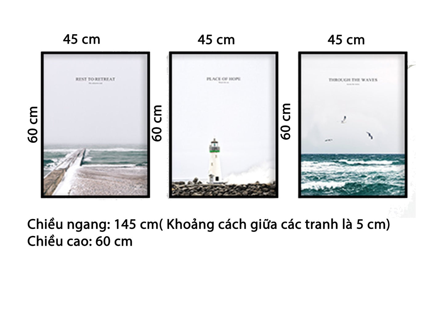 Bộ 3 Tranh Ngọn Hải Đăng Trên Biển - HD512