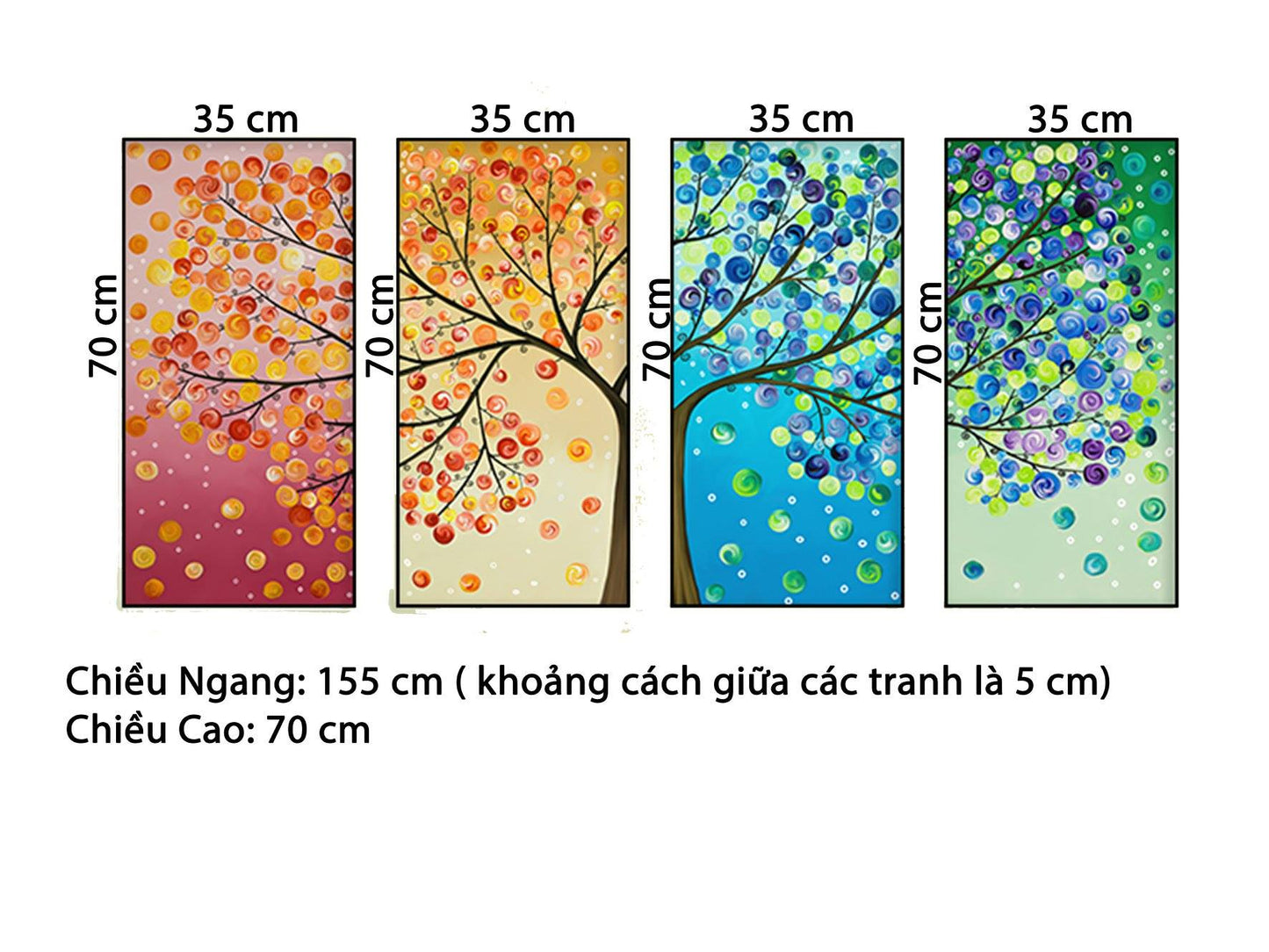 Bộ 4 Tranh Cây 4 Mùa - HD502