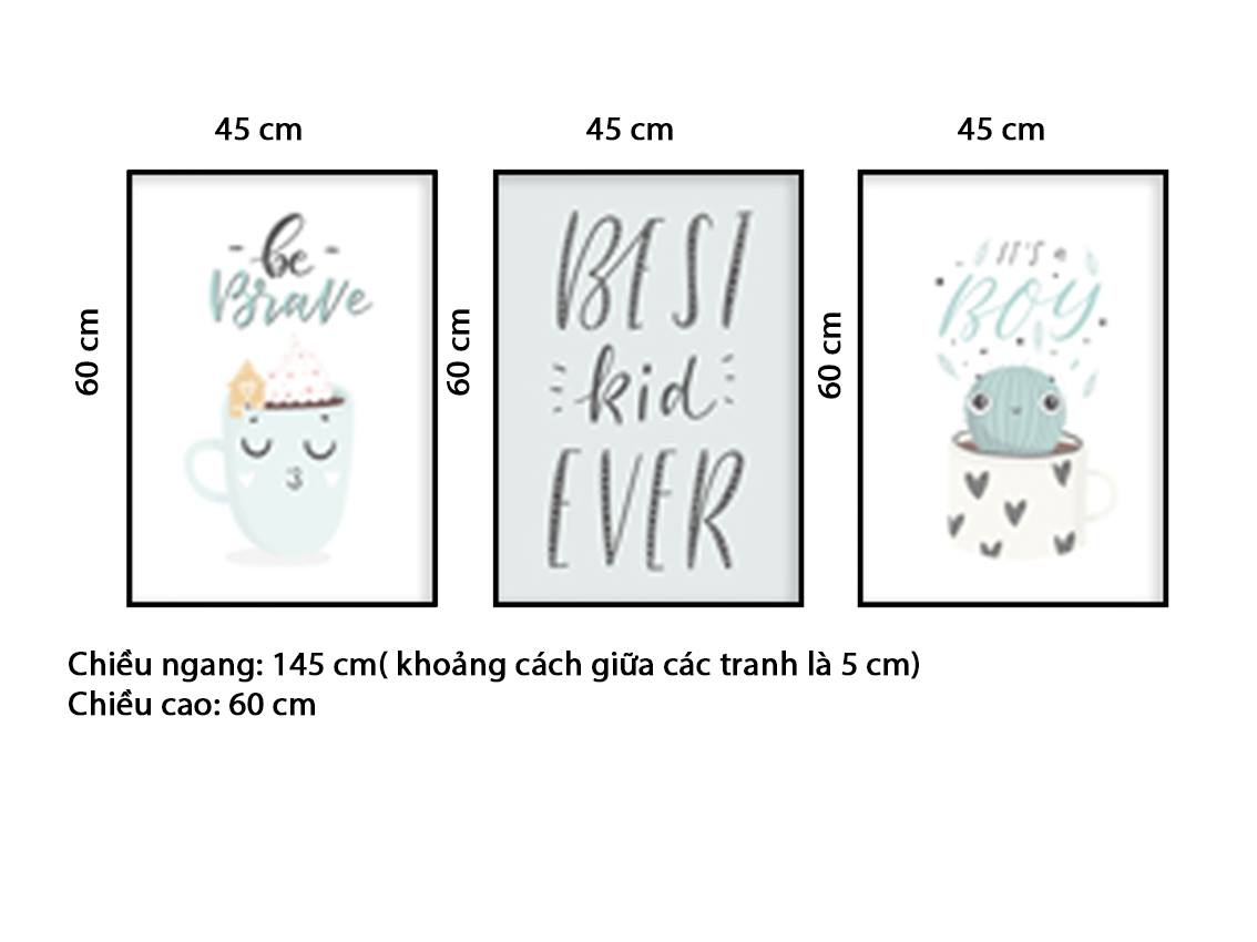 Bộ 3 Tranh Hoạt Hình Và Quotes Best Kid Ever - HD537