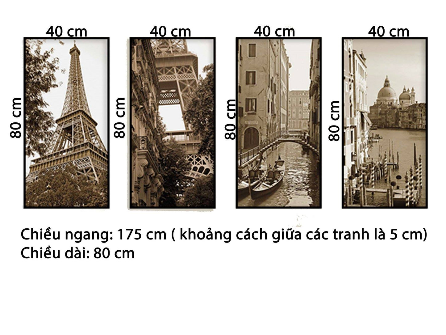 Bộ 4 Tranh Bên Dưới Tháp Eiffel - HD531