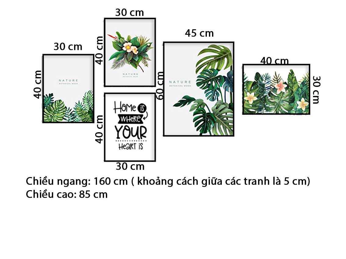 Bộ 5 Tranh Lá Cây Xanh - HD542