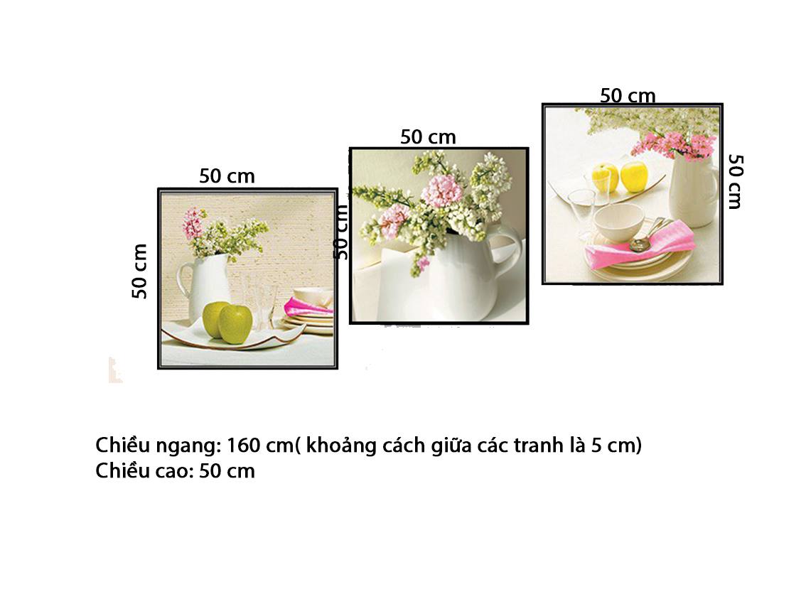 Bộ 3 Tranh Lọ Hoa Xinh Xắn - HD332