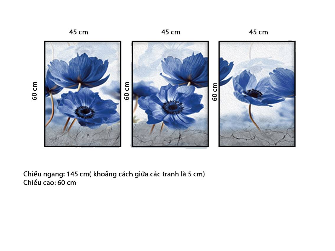 Bộ 3 Tranh Blue Flower - HD558