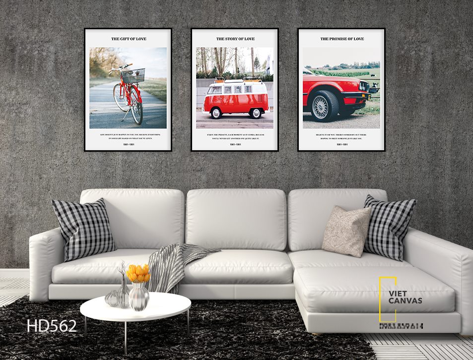 Bộ 3 Tranh Những Chiếc Xe Đỏ - HD562