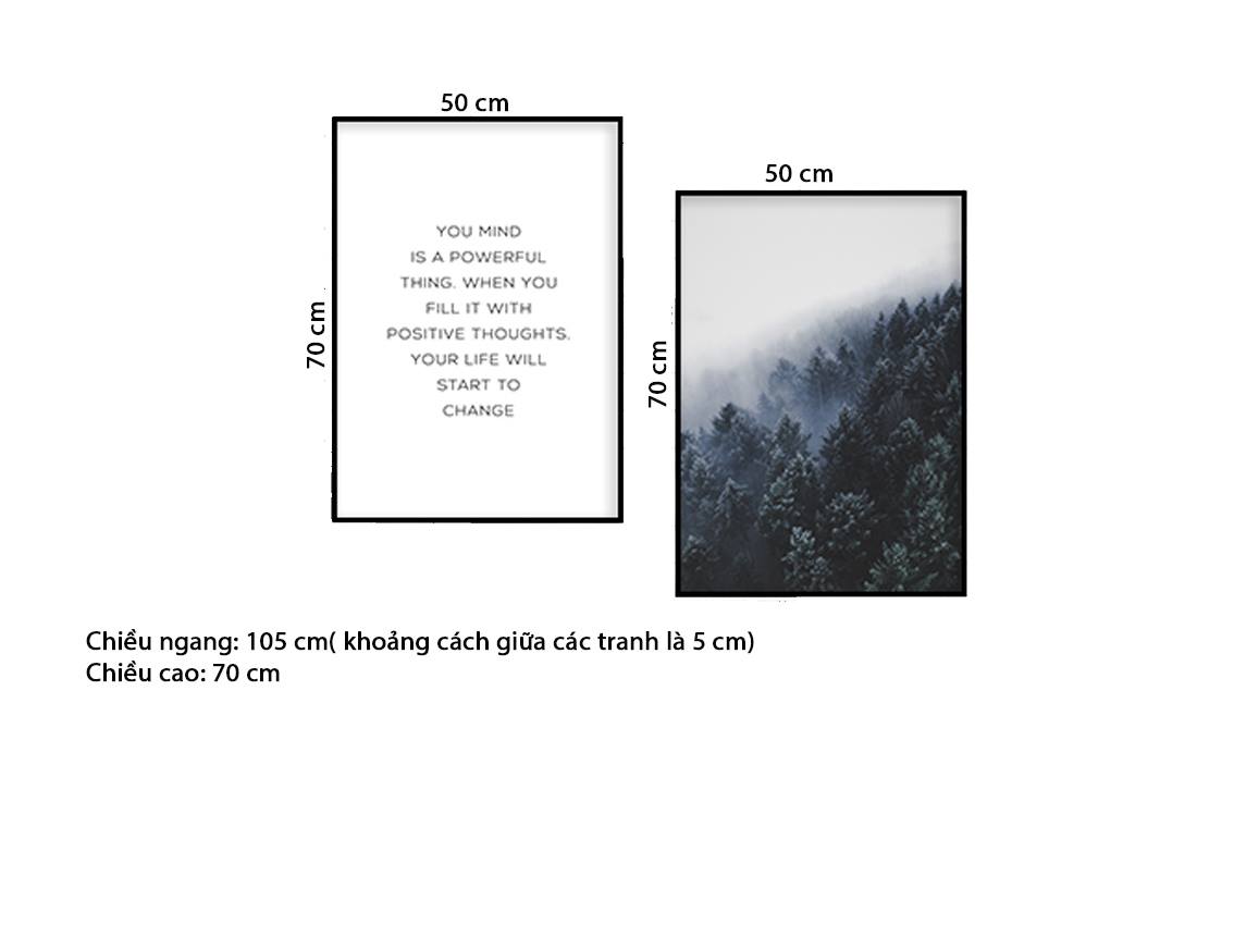 Bộ 2 Tranh Rừng Cây Sương Mù Và Quotes - HD561