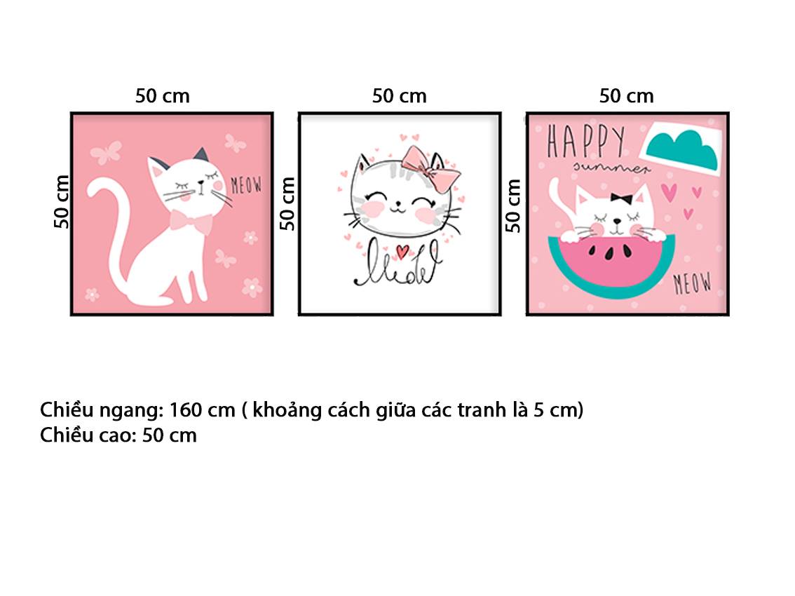 Bộ 3 Tranh Mèo Con Đáng Yêu - HD563