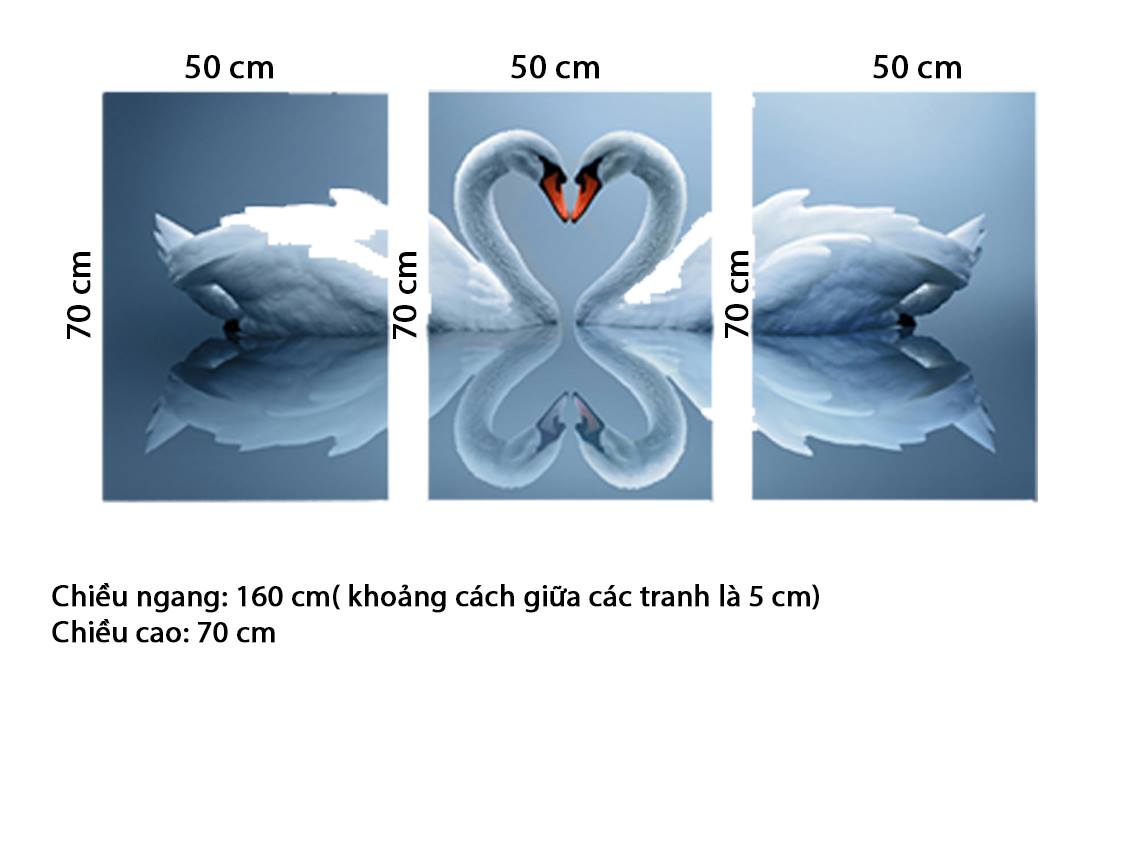 Bộ 3 Tranh Cặp Đôi Uyên Ương - HD550