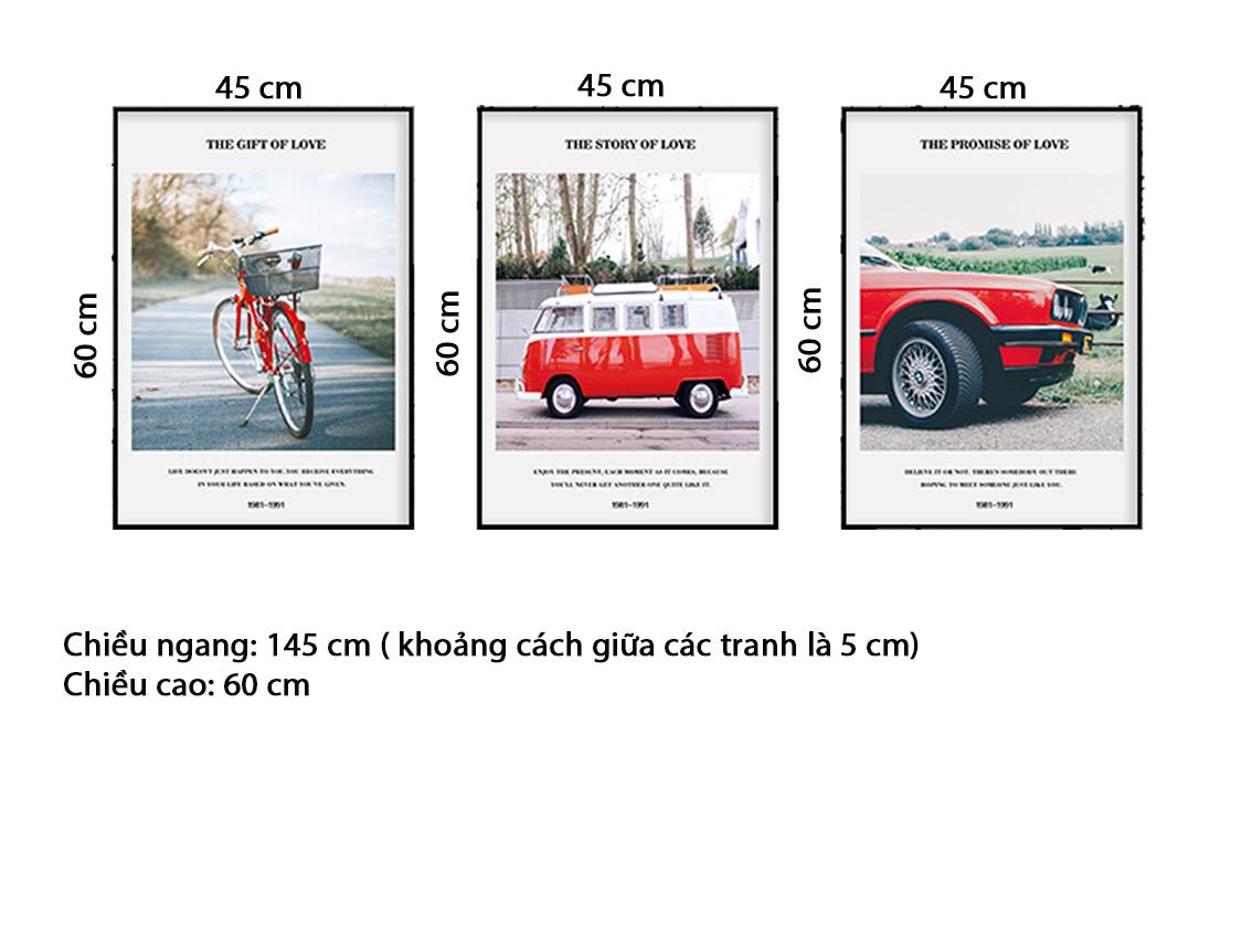 Bộ 3 Tranh Những Chiếc Xe Đỏ - HD562