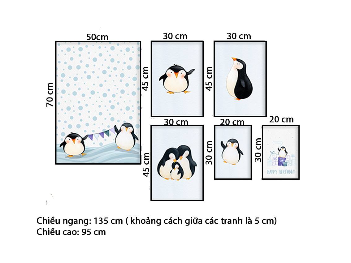 Bộ 6 Tranh Những Chú Chim Cánh Cụt Dễ Thương - HD581