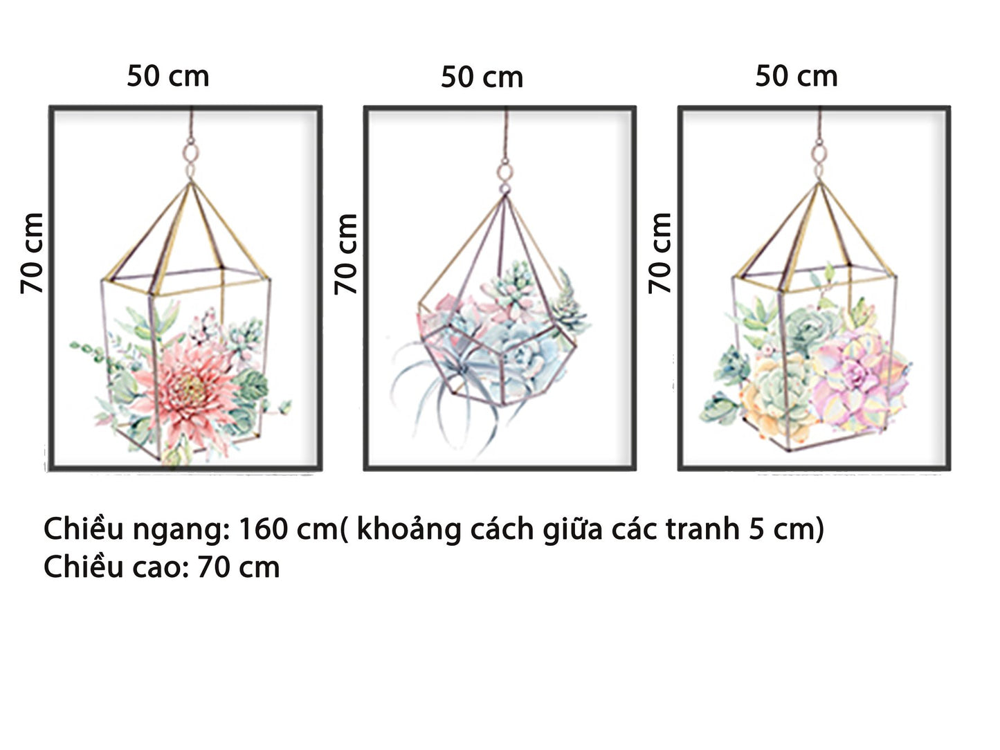 Bộ 3 Tranh Giỏ Hoa Xinh Xắn - HD590