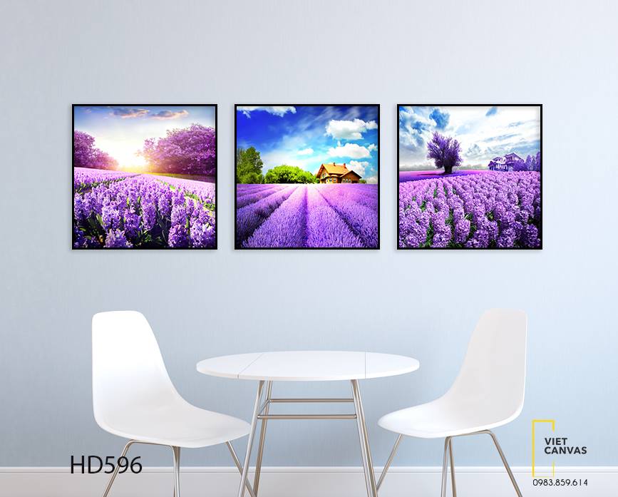 Bộ 3 Tranh Vườn Hoa Tím - HD596