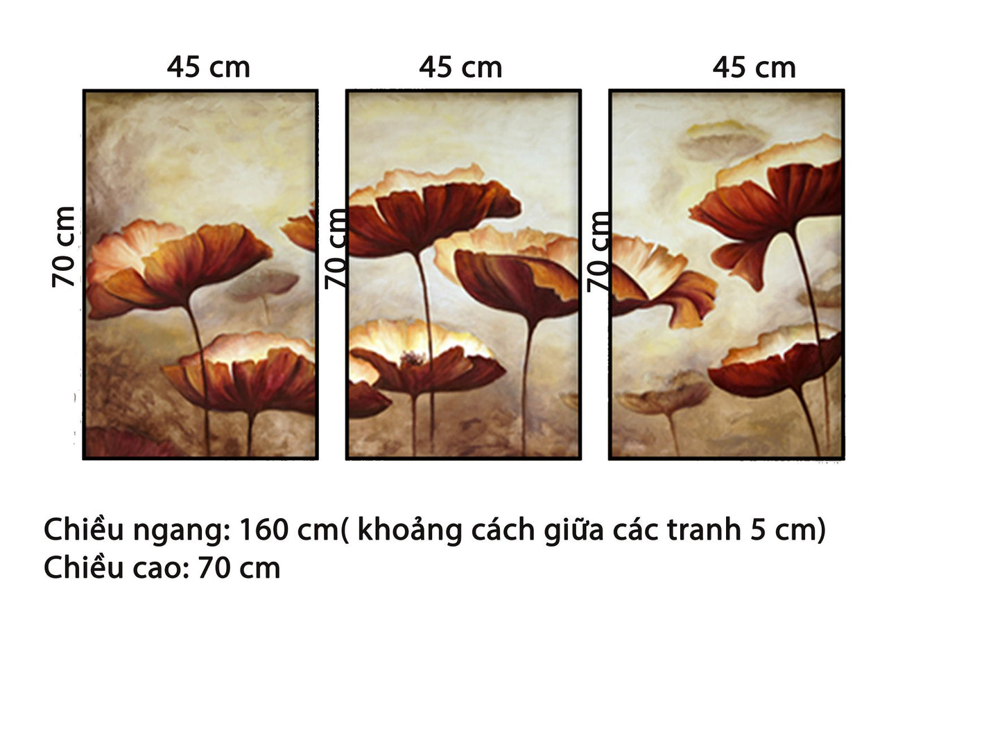 Bộ 3 Tranh Lá Súng Vàng - HD591