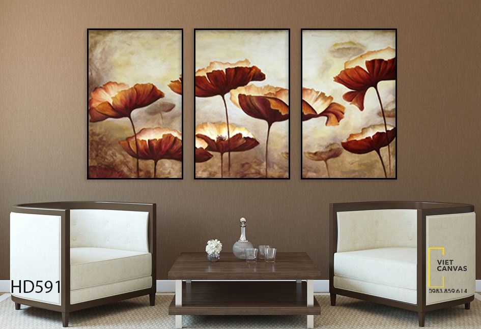 Bộ 3 Tranh Lá Súng Vàng - HD591