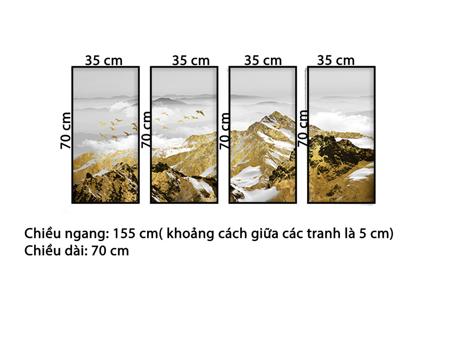 Bộ 4 Tranh Đàn Chim Vàng Trên Núi - HD078