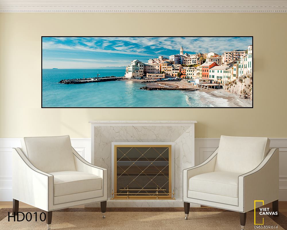 Tranh Ngôi Làng Bogliasco Bên Biển - HD010