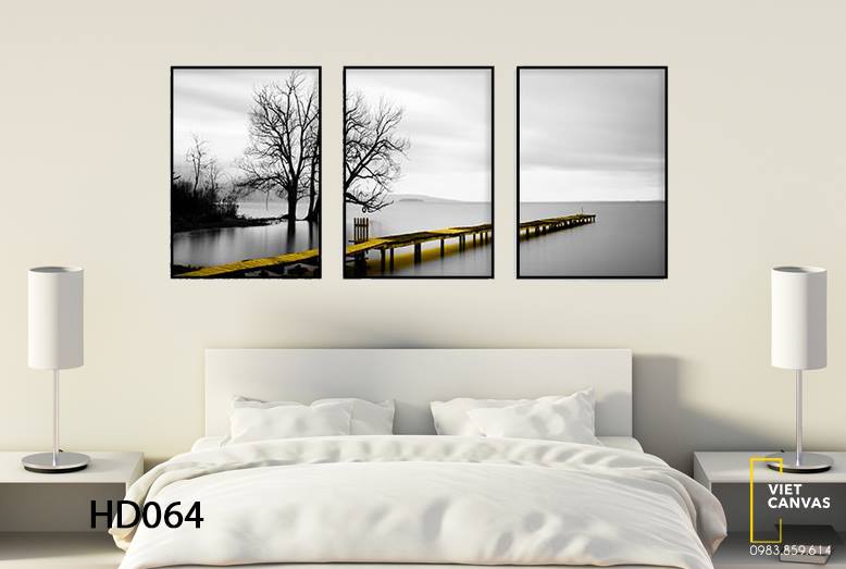 Bộ 3 Tranh Cây Cầu Giữa Hồ - HD064