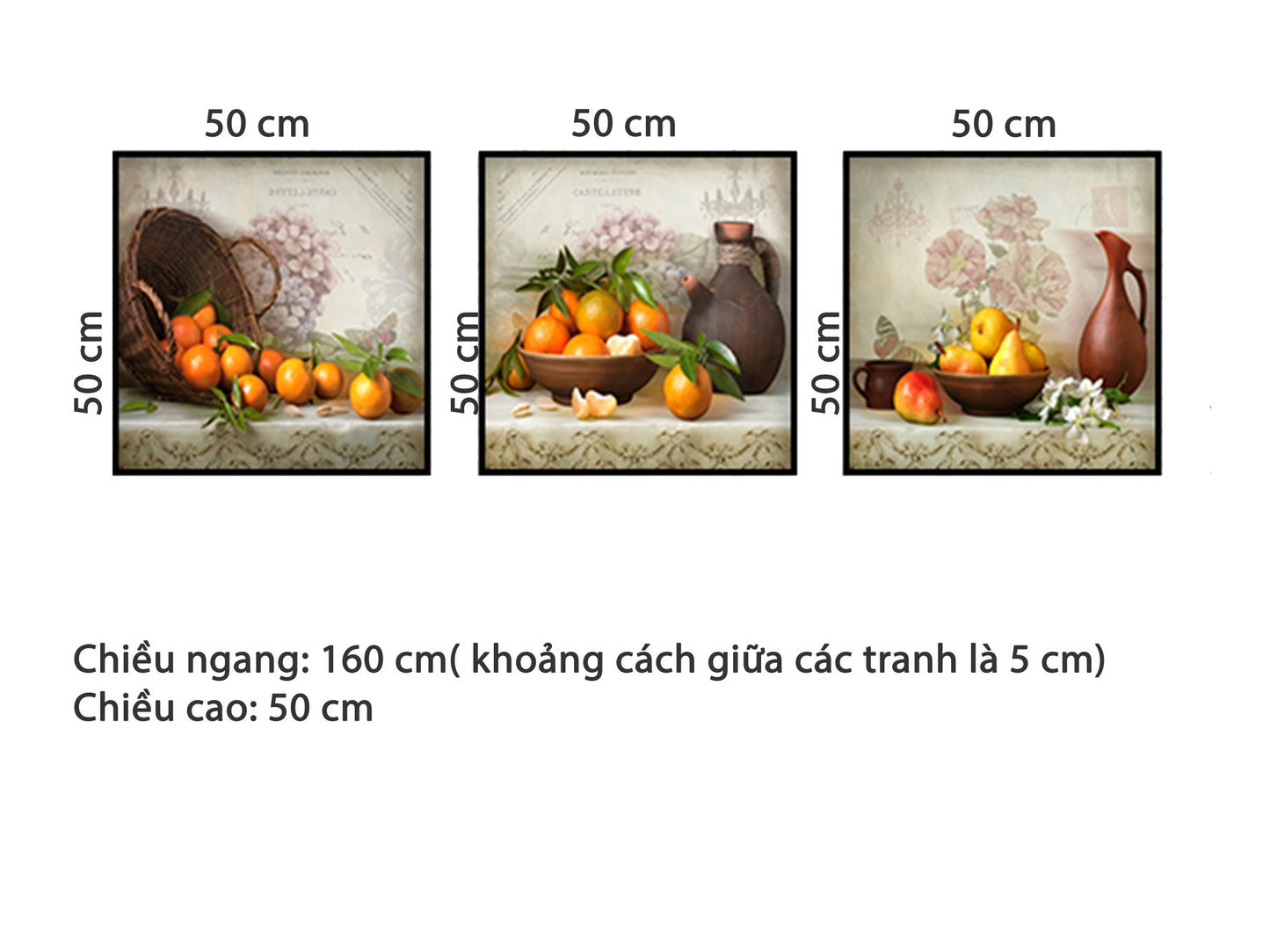 Bộ 3 Tranh Hoa Quả Tĩnh Vật - HD110