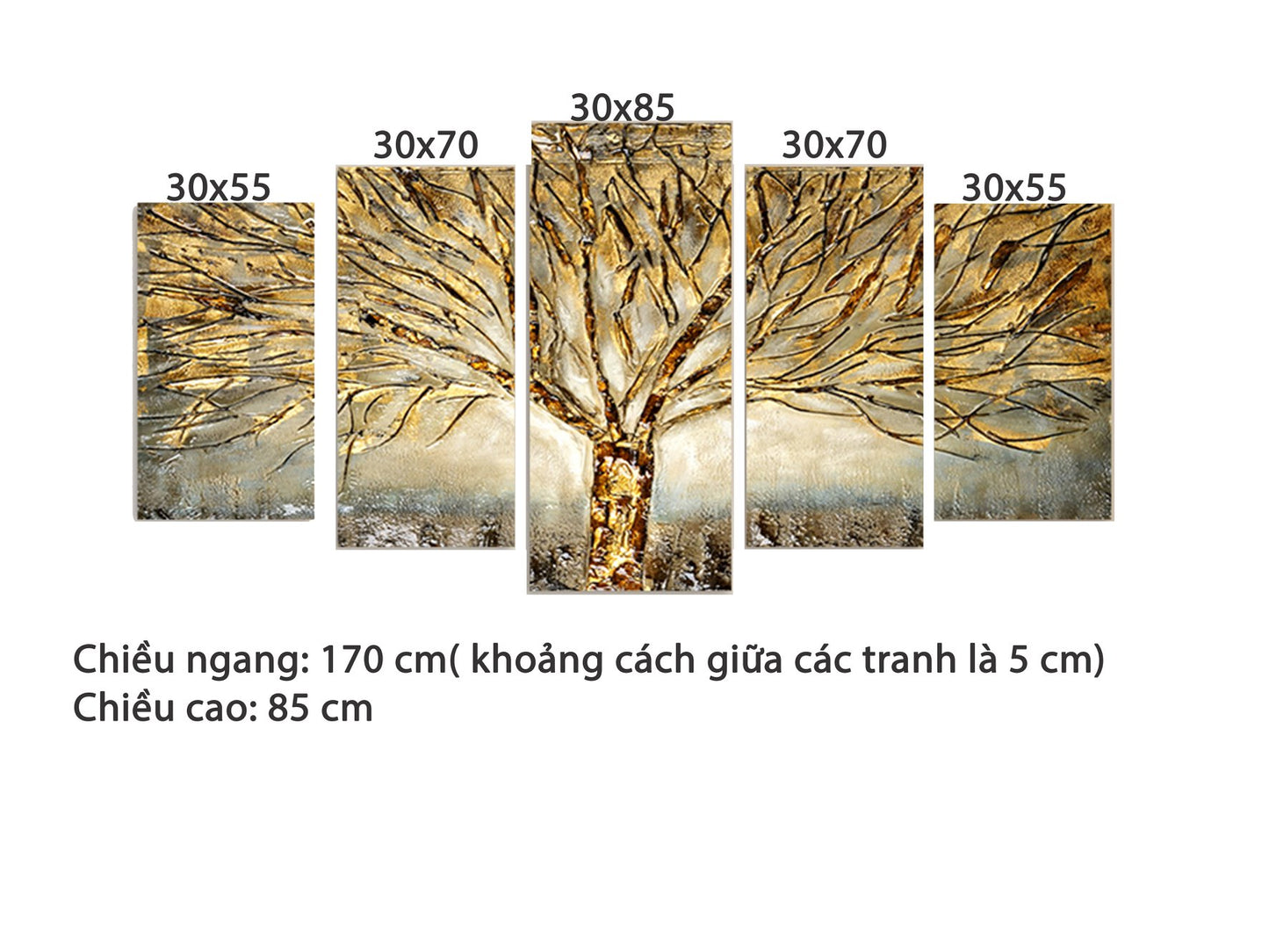 Bộ 5 Tranh Cây Lá Vàng - HD115