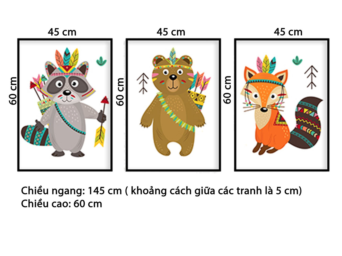 Bộ 3 Tranh Động Vật Hoang Dã - HD120