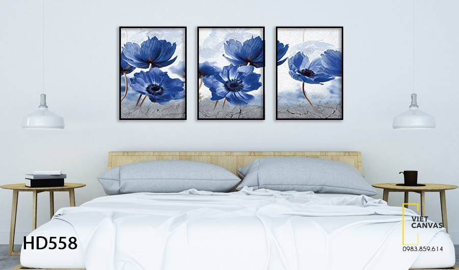 Bộ 3 Tranh Blue Flower - HD558