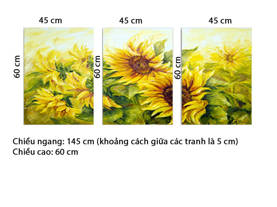 Bộ 3 Tranh Hoa Hướng Dương Tắm Nắng - HD194