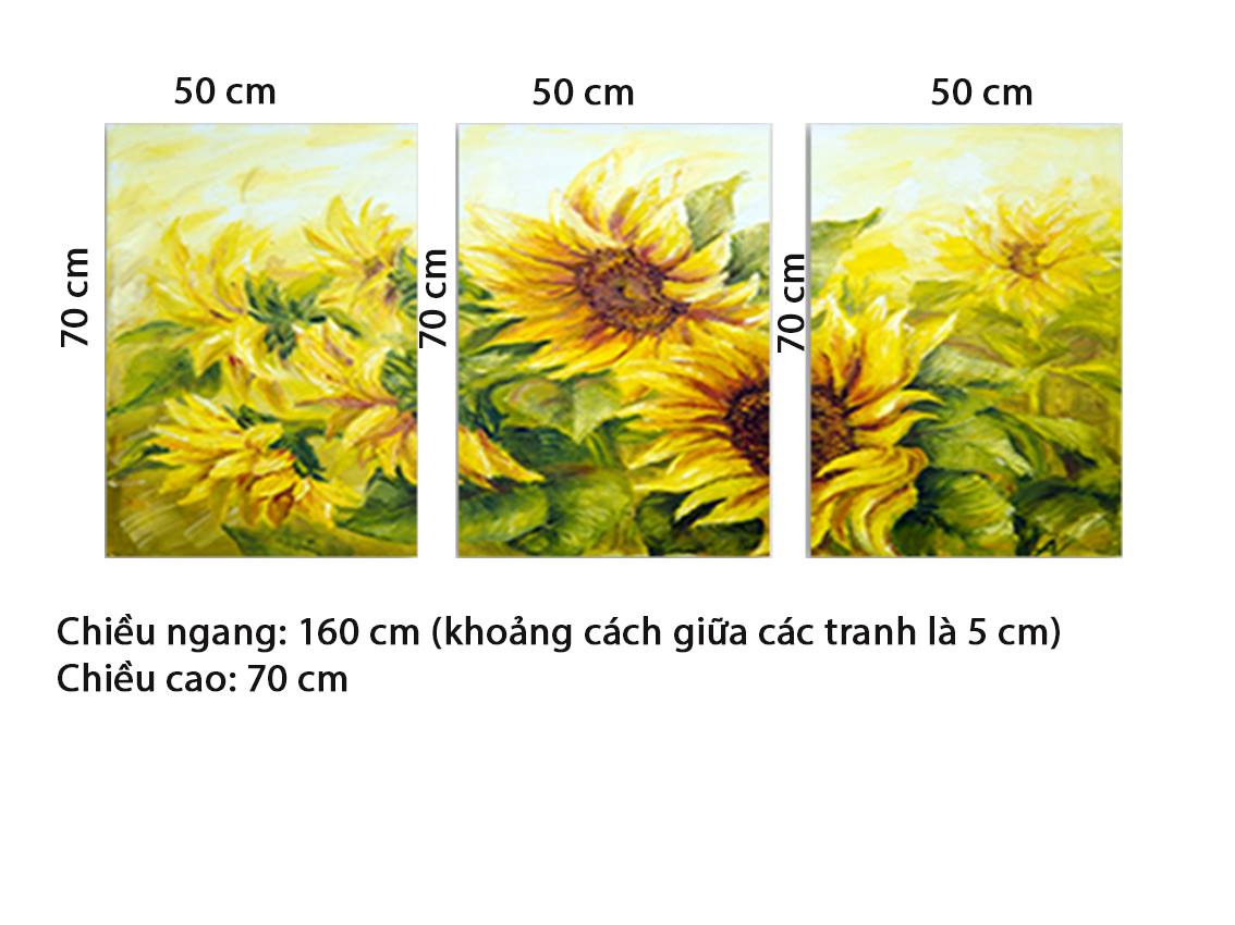 Bộ 3 Tranh Hoa Hướng Dương Tắm Nắng - HD194