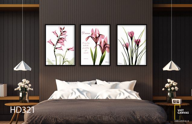 Bộ 3 Tranh Nhành Hoa Xinh Xắn - HD321