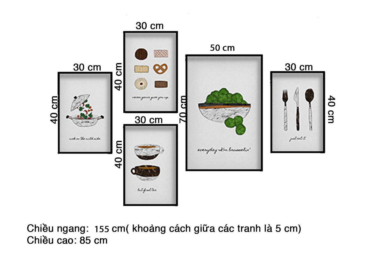 Bộ 5 Tranh Những Dụng Cụ Nấu Ăn - HD487
