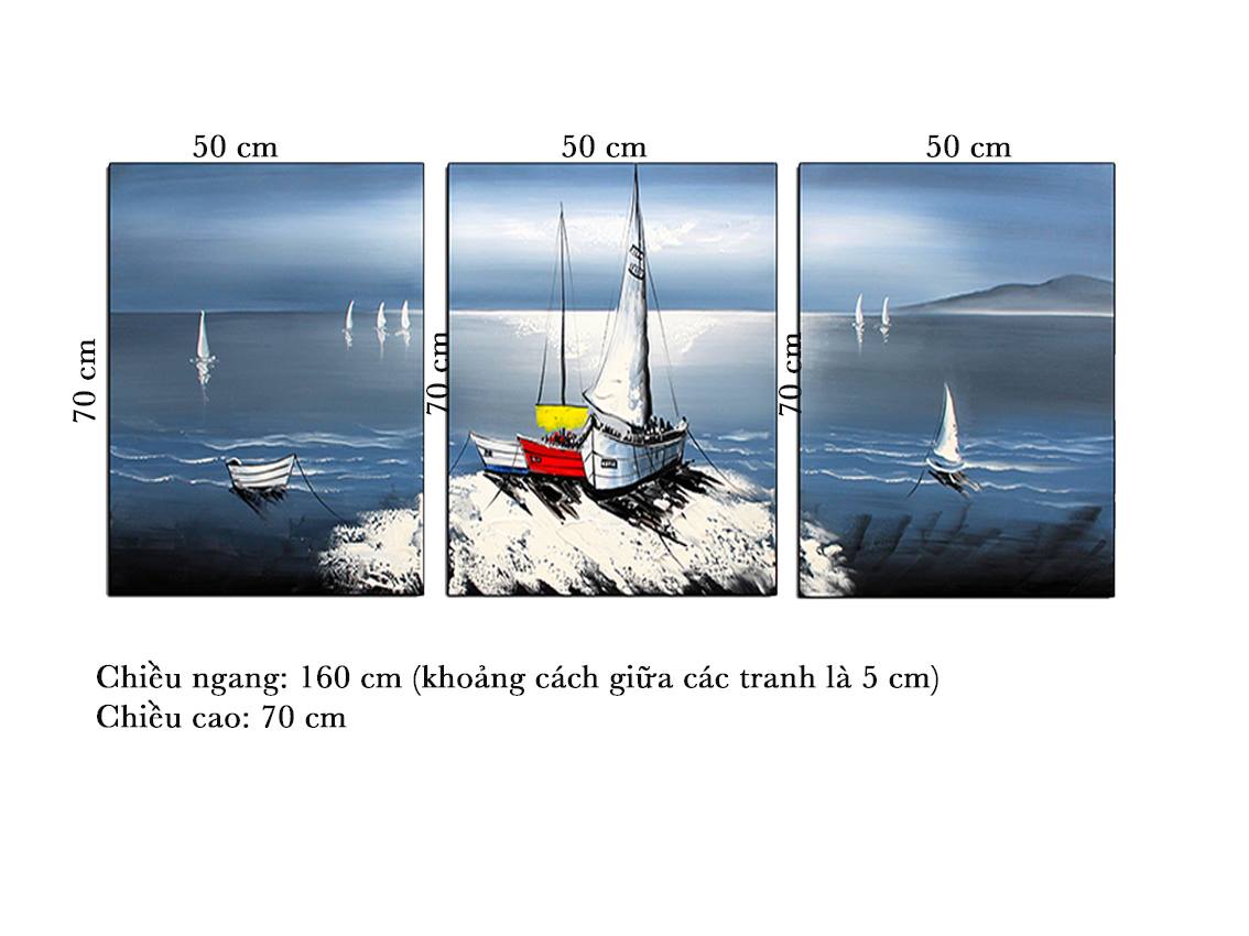 Bộ 3 Tranh Thuyền Ra Khơi - HD202