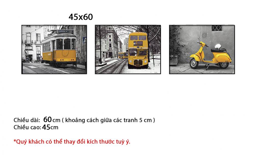 Bộ 3 Tranh Xe Cổ Điển - HD292