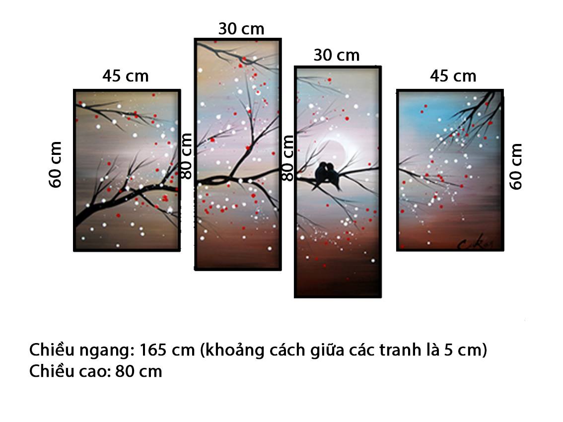 Bộ 4 Tranh Đôi Chim Ríu Rít - HD208