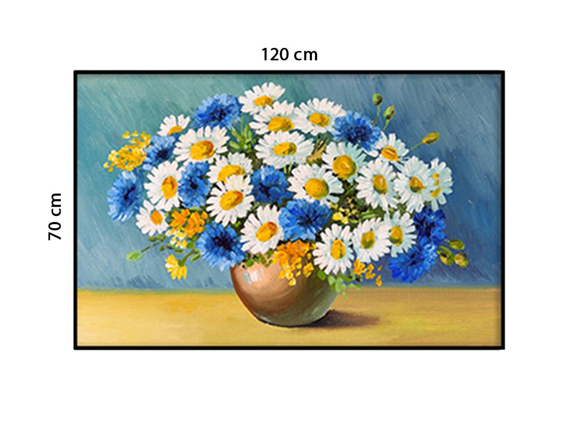 Tranh Bình Hoa Cúc Xanh Trắng - HD207