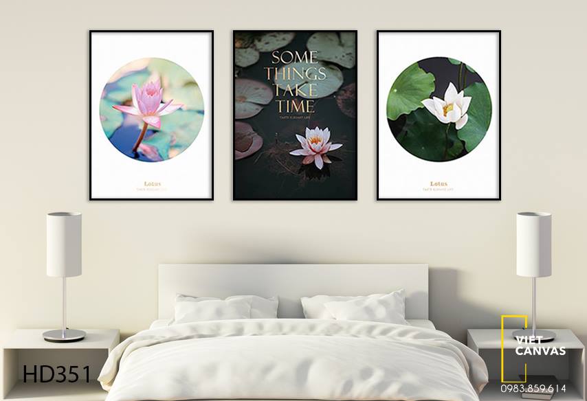 Bộ 3 Tranh Hoa Sen Tỏa Hương - HD351