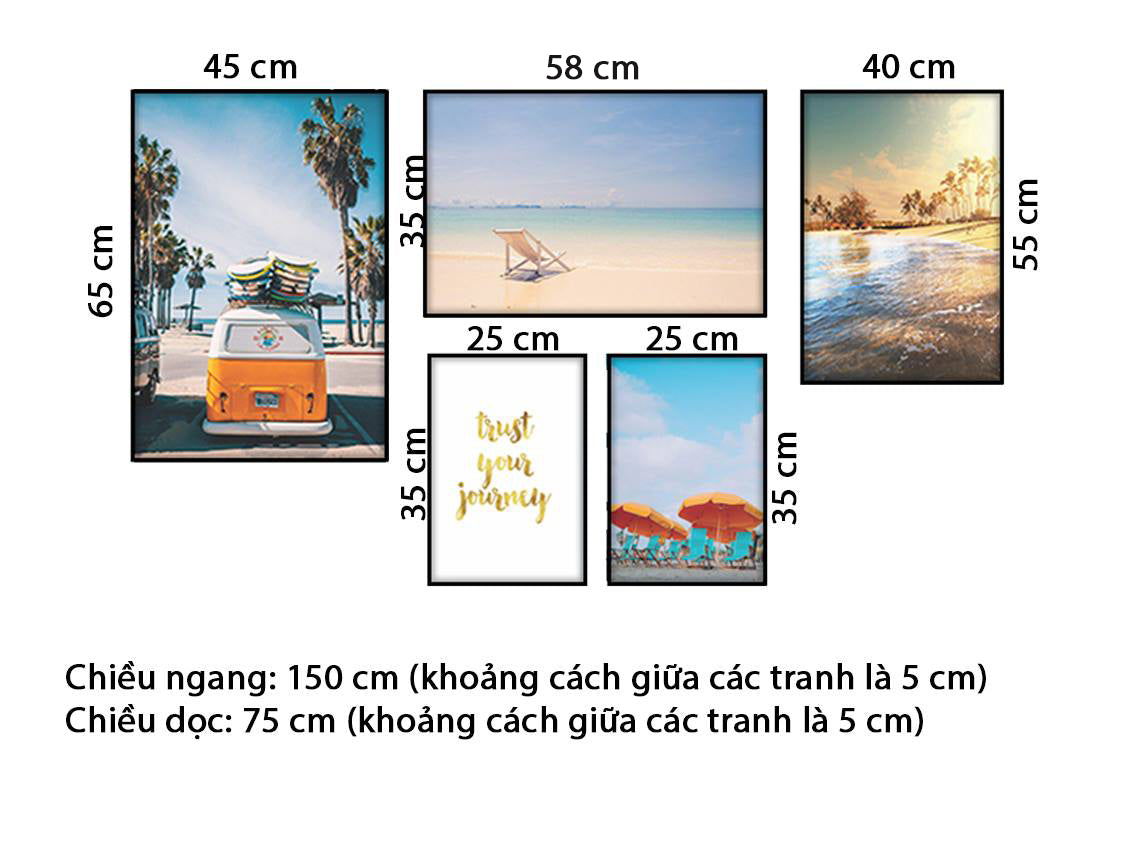 Bộ 5 Tranh Biển Cả Và Quotes - HD609