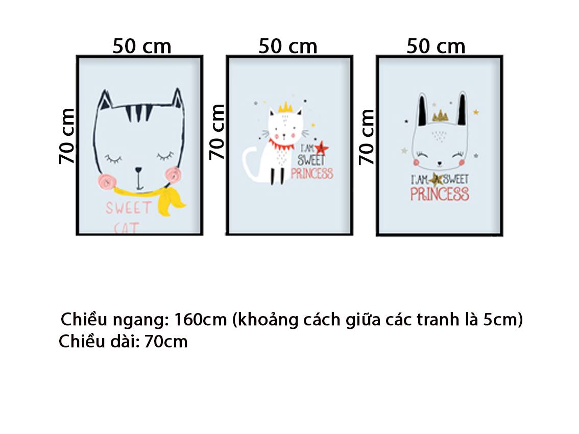 Bộ 3 Tranh Sweet Cat - HD277