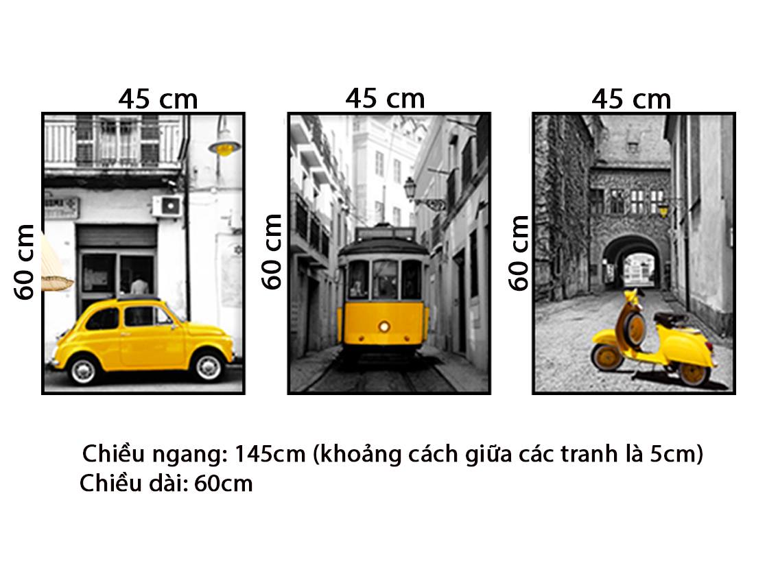 Bộ 3 Tranh Phương Tiện Màu Vàng - HD278
