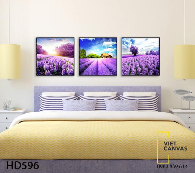 Bộ 3 Tranh Vườn Hoa Tím - HD596