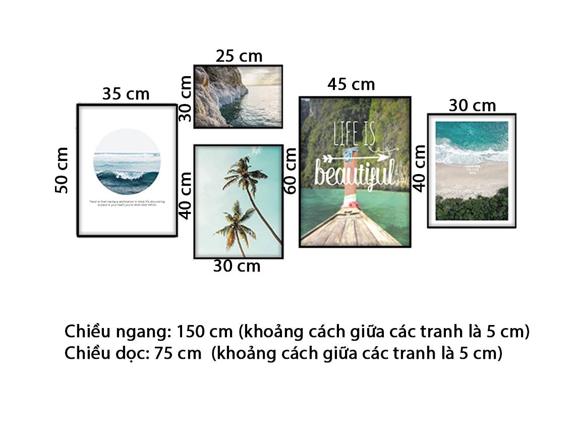 Bộ 5 Tranh Biển Cả Tươi Mát - HD617
