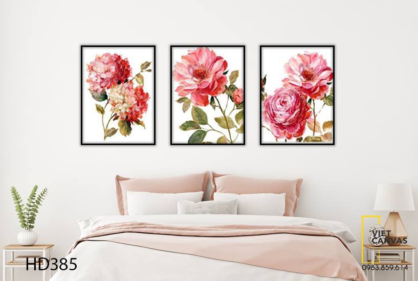 Bộ 3 Tranh Sắc Hồng Của Hoa - HD385