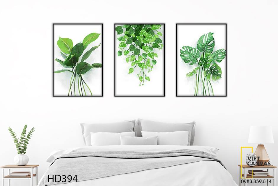 Bộ 3 Tranh Lá Xanh Nhẹ Nhàng - HD394