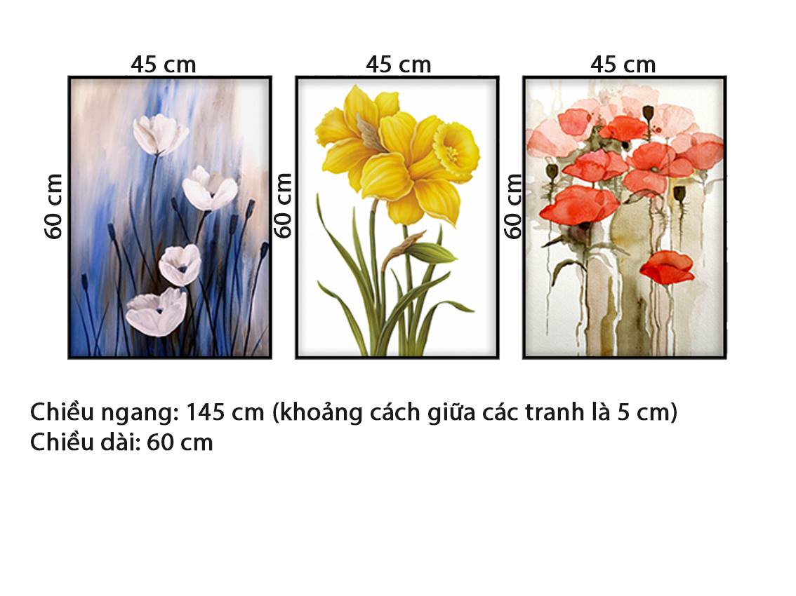 Bộ 3 Tranh Bó Hoa Tươi Thắm - HD630