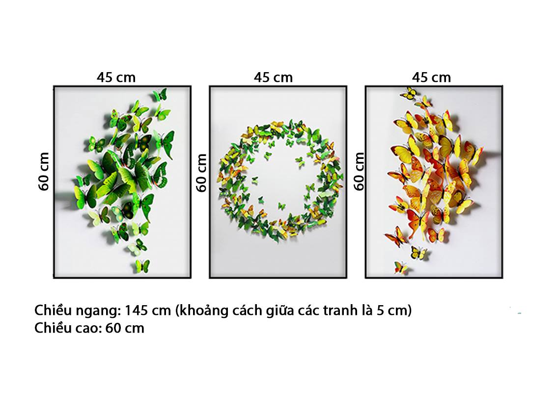 Bộ 3 Tranh Đàn Bướm Xinh - HD636