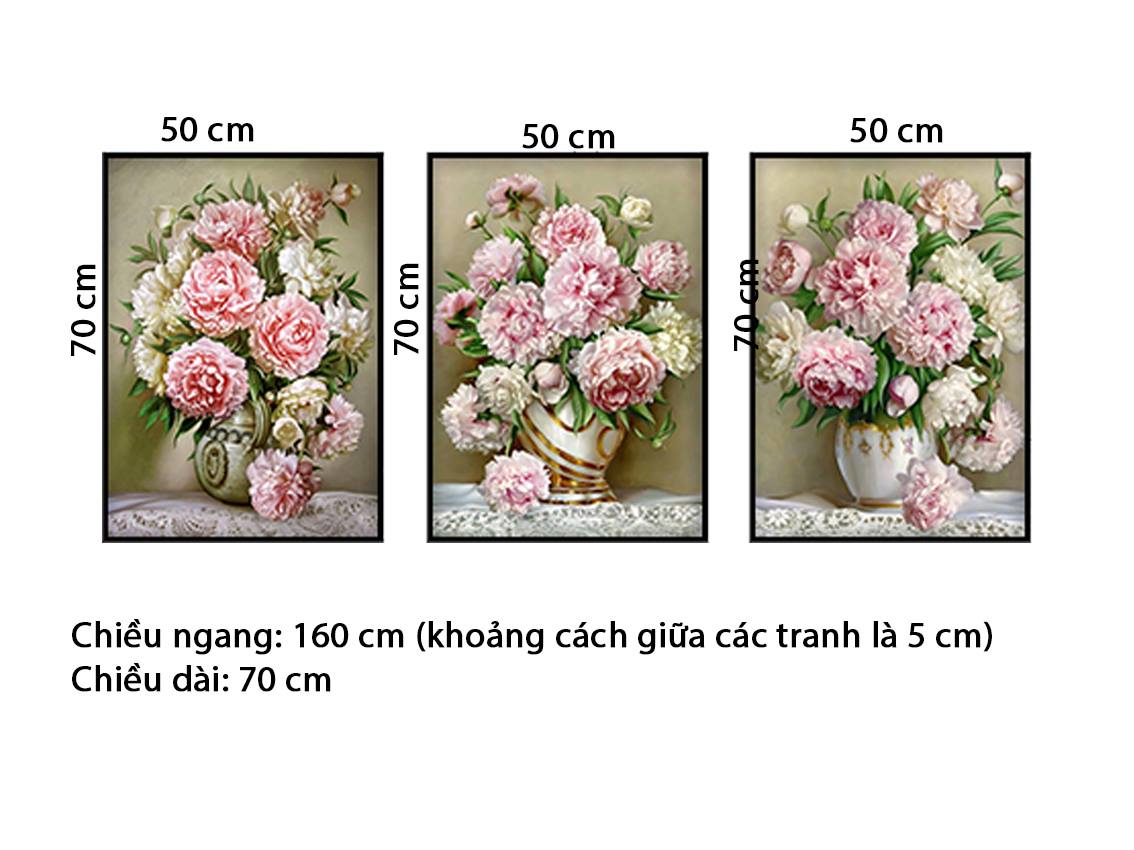 Bộ 3 Tranh Lọ Hoa Hồng - HD646