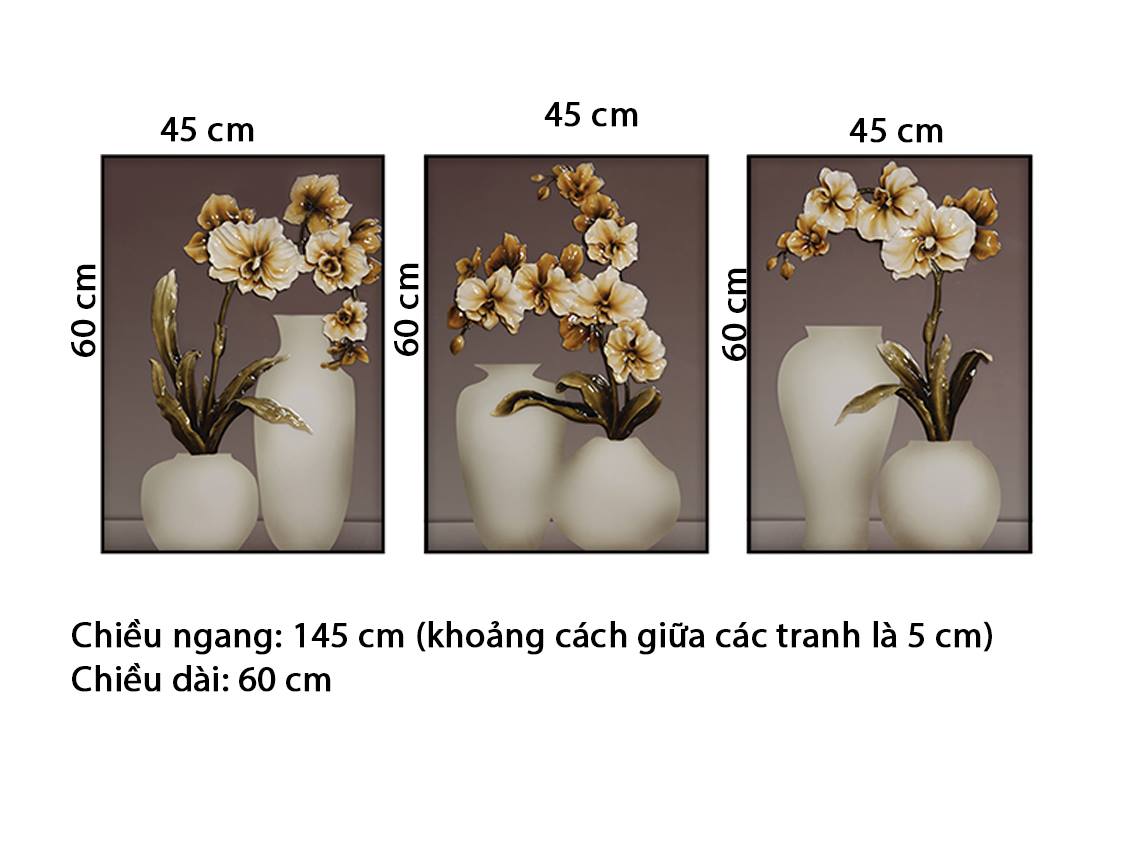 Bộ 3 Tranh Lọ Hoa Cổ Điển - HD645