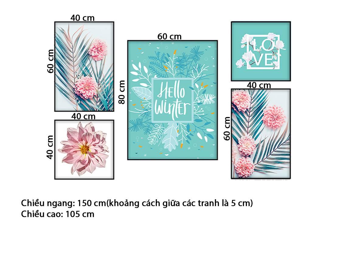Bộ 5 Hoa Lá Nhẹ Nhàng - HD635
