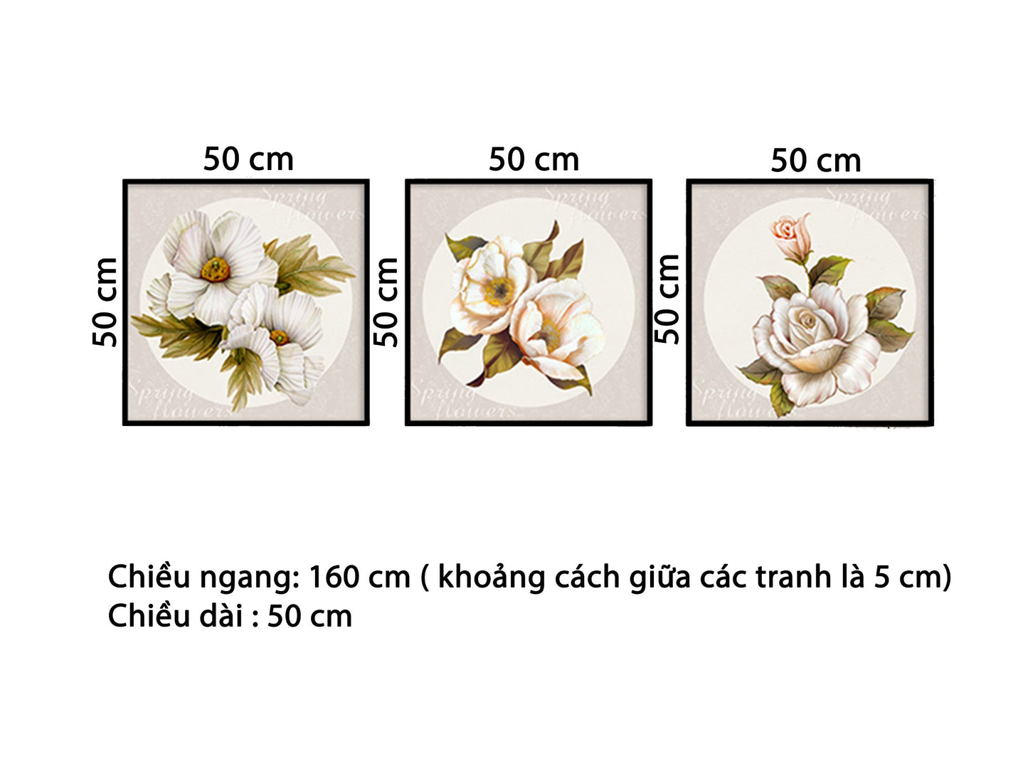 Bộ 3 Tranh Những Bông Hoa Nhỏ - HD657