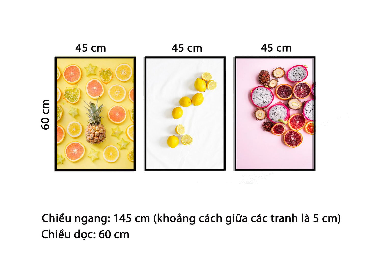 Bộ 3 Tranh Trái Cây Sắc Màu - HD696