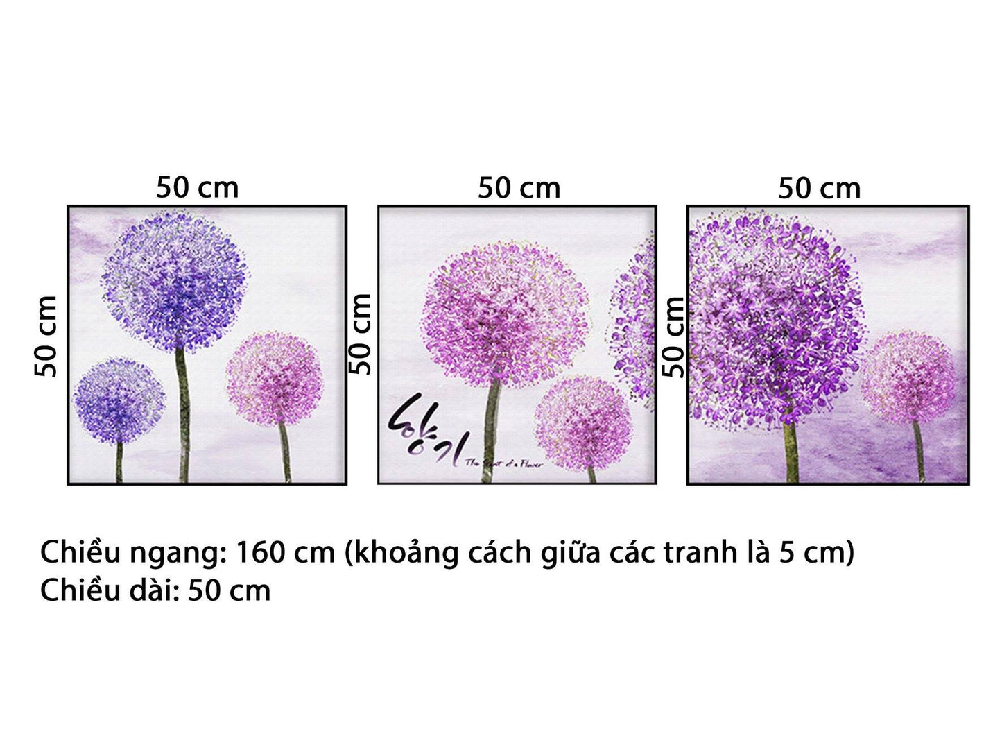 Bộ 3 Tranh Bồ Công Anh Tím - HD701