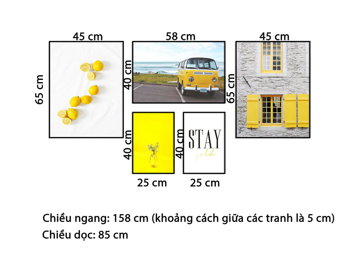 Bộ 5 Tranh Chiếc Xe, Những Quả Chanh Và Khung Cửa Sổ - HD694