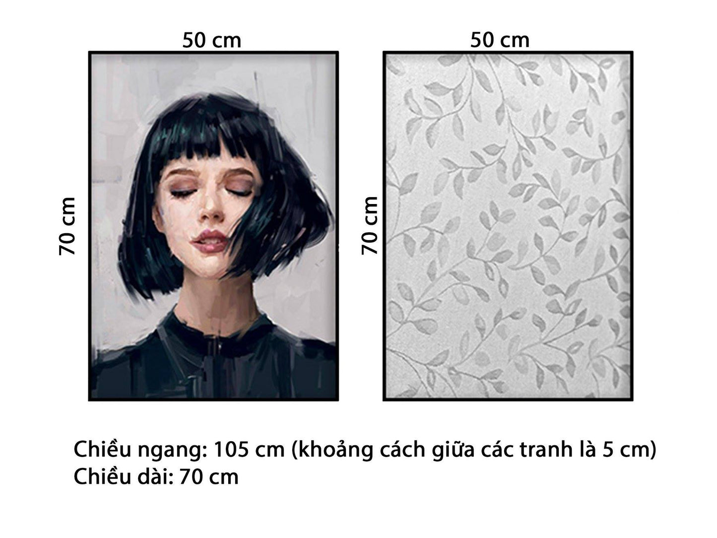 Bộ 2 Tranh Cô Gái Và Nhánh Lá - HD698